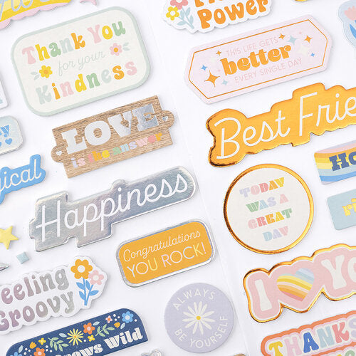Jen Hadfield FLOWER CHILD Thickers Phrase Stickers 42pc