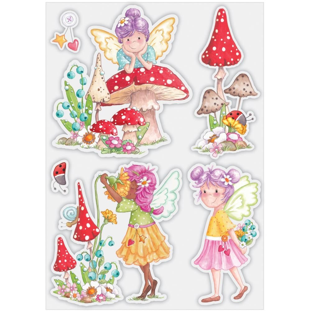 Craft Consortium Fairy Wishes FLOWERS CLEAR Polymer STAMPS 6pc