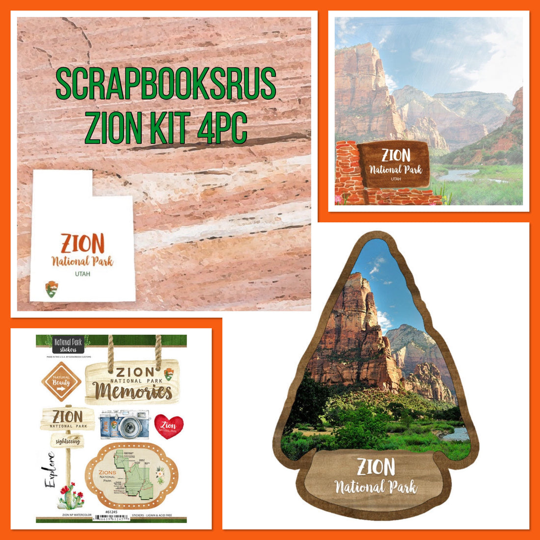 ZION KIT Papers and Stickers 4pc National Park Utah