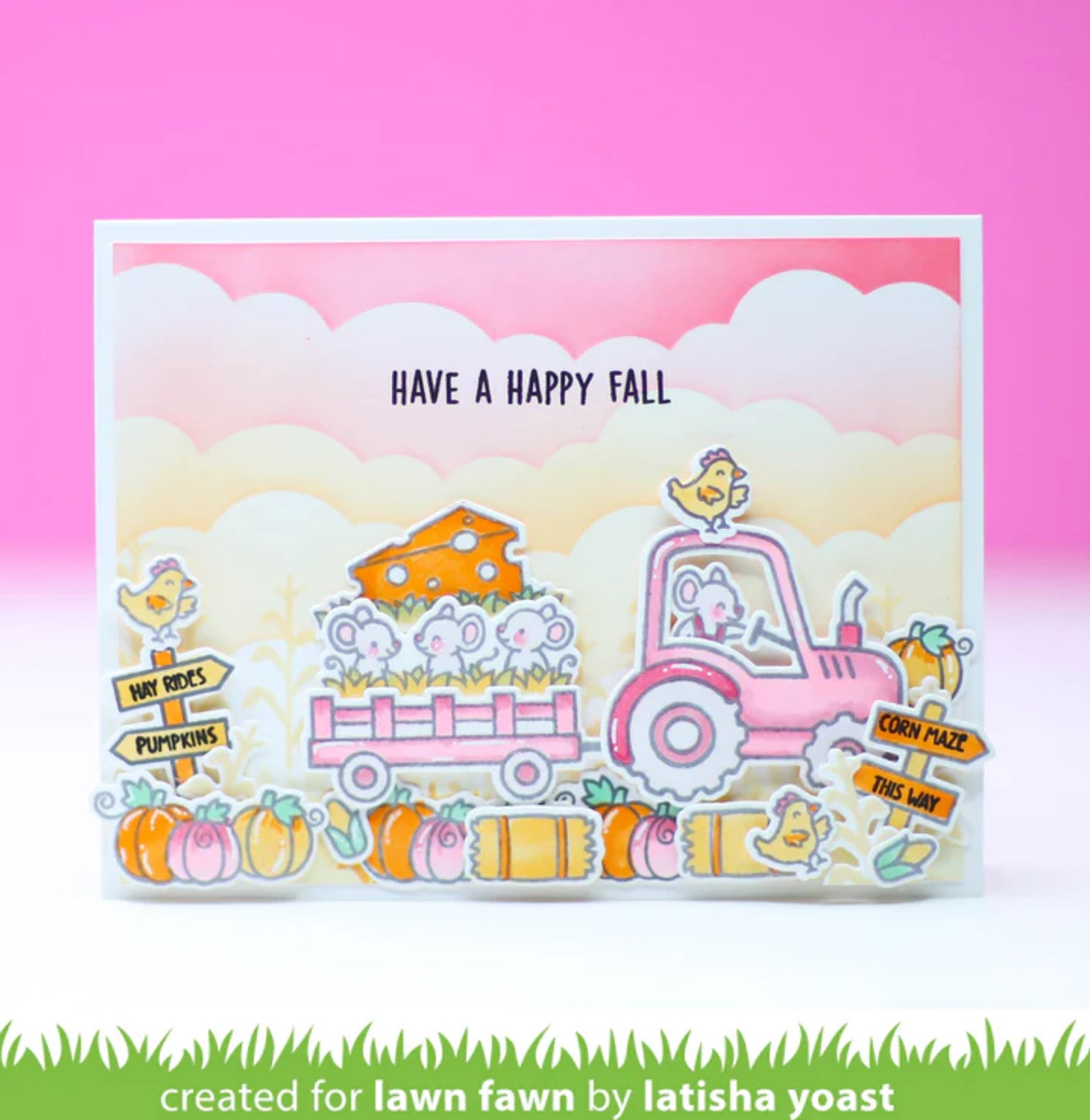 Lawn Fawn HAY THERE, HAYRIDES! MICE ADD-ON Stamps & Die SET