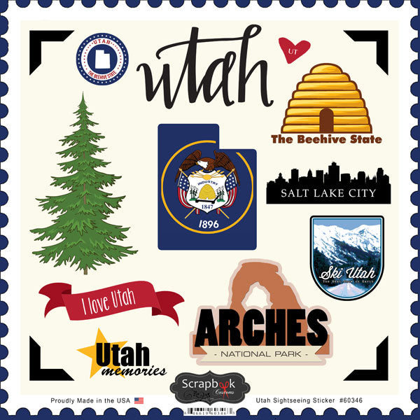 Scrapbook Customs UTAH SIGHTSEEING STICKERS 11pc