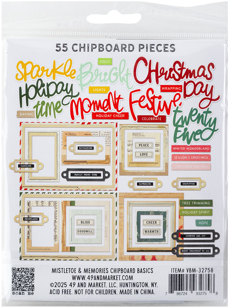 49 and Market Vicki Boutin MISTLETOE & MEMORIES Chipboard Basics
