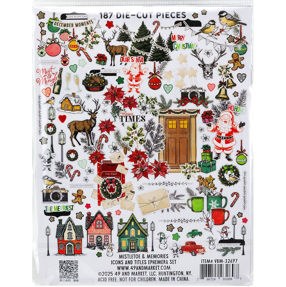 49 and Market Vicki Boutin MISTLETOE & MEMORIES Icons And Titles Ephemera Set