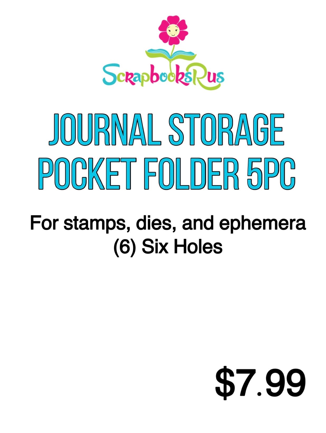 Scrapbooksrus JOURNAL STORAGE Six Hole Pocket Folder 5pc