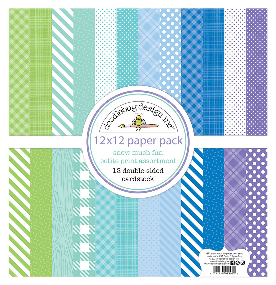 Doodlebug SNOW MUCH FUN 12X12 Petite Print Paper Pack