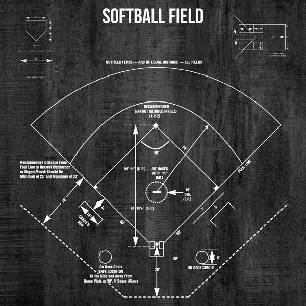 SOFTBALL & FIELD ON WOOD 12X12 Paper Scrapbook Customs Sports Sheet