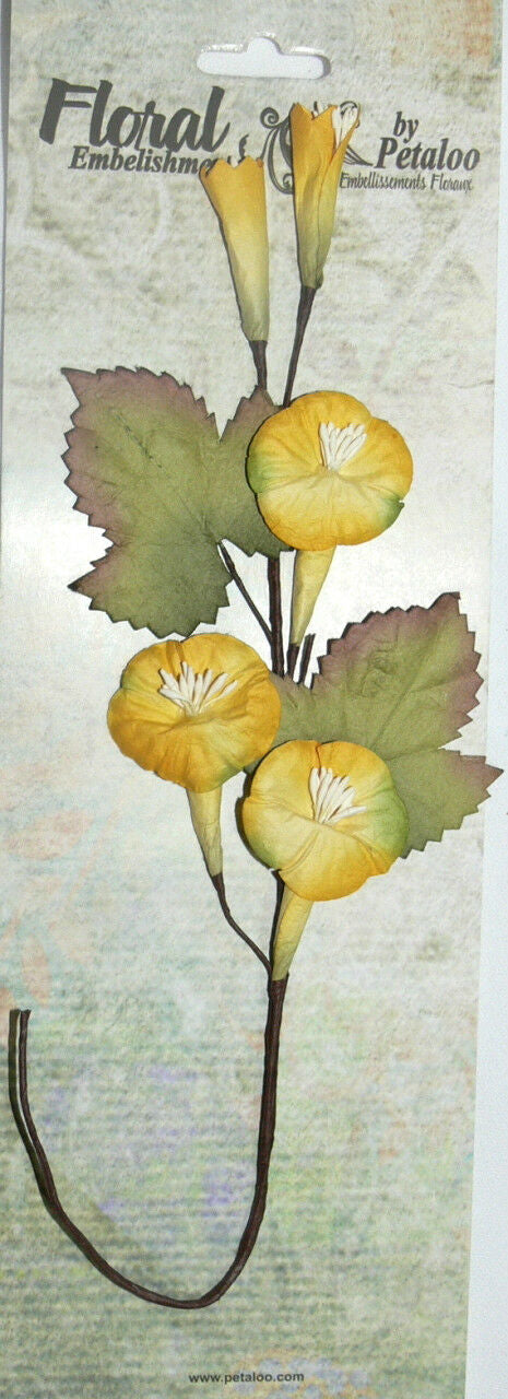Petaloo Trumpet Vine Spray YELLOW Floral Embellishment