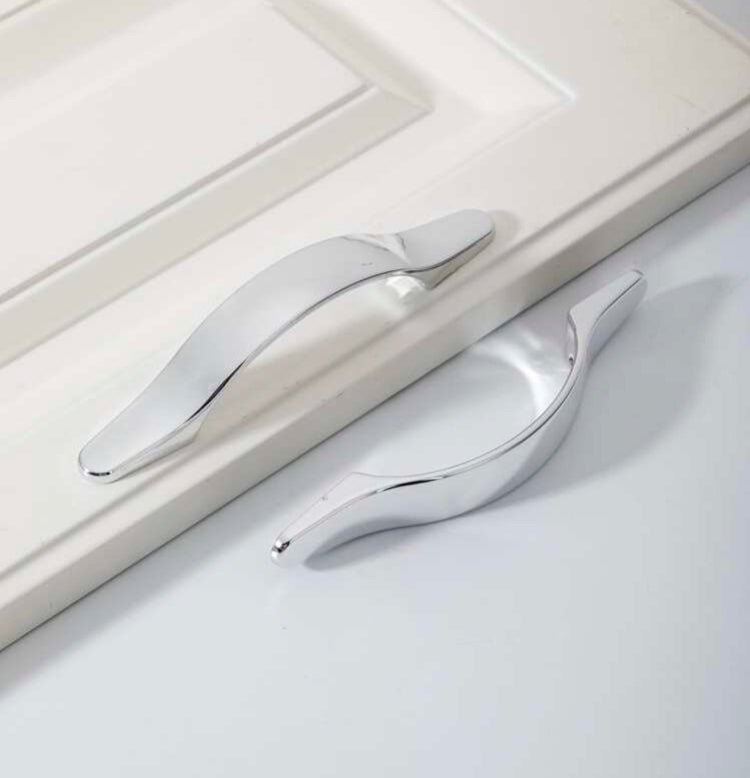 Silver Metallic Plastic CABINET HANDLE SMOOTH Drawer 2pc