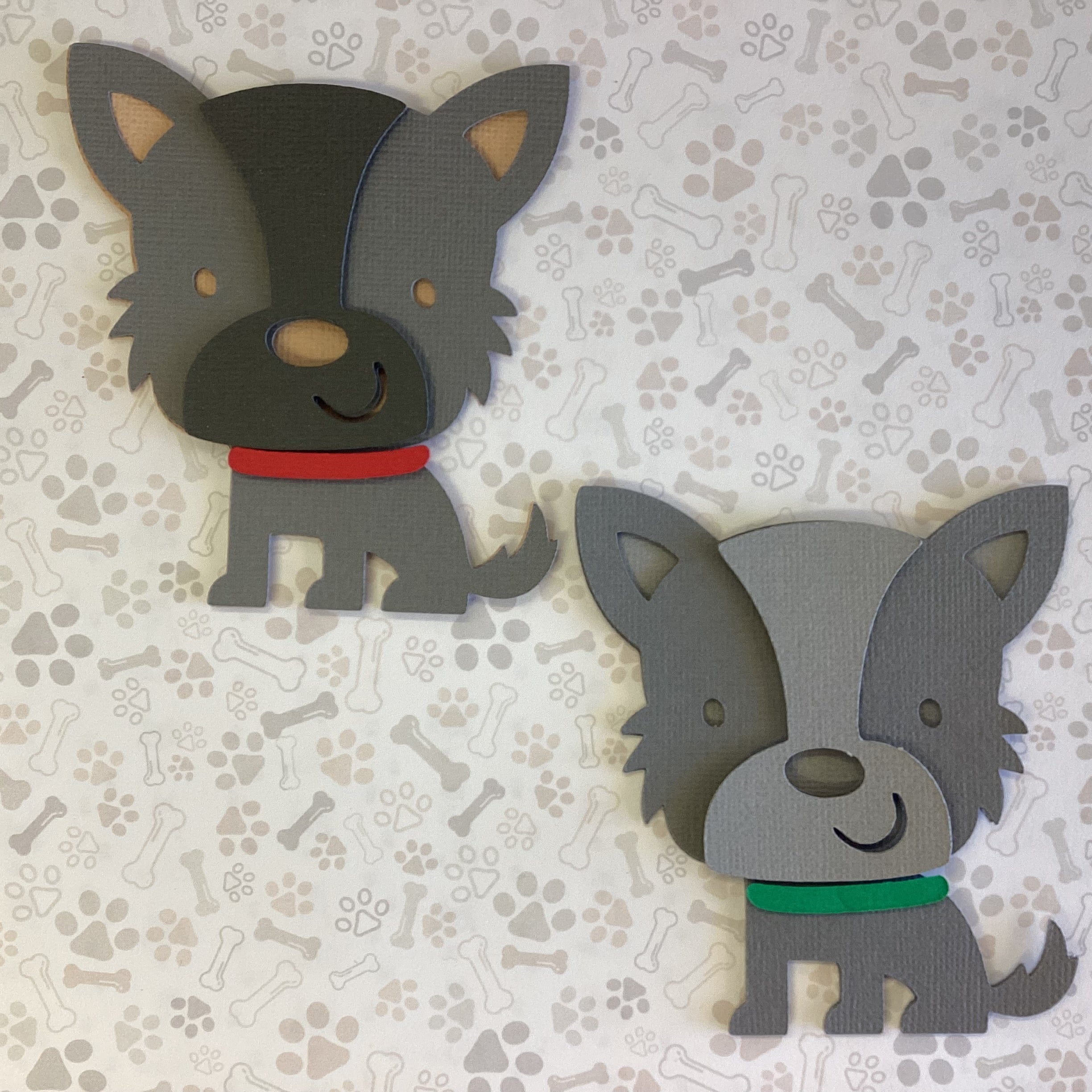 Diecut TERRIER PUPPY Dog 3D Die Cut Embellishment 4”