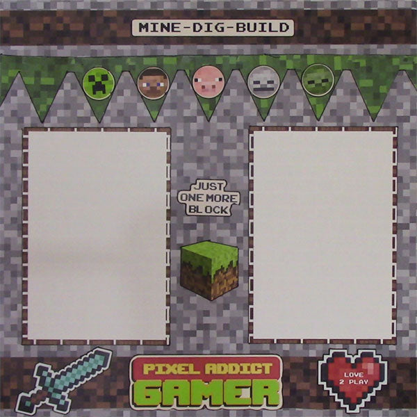 MineCraft PIXEL ADDICT 12”X12” Scrapbook Kit 9pc