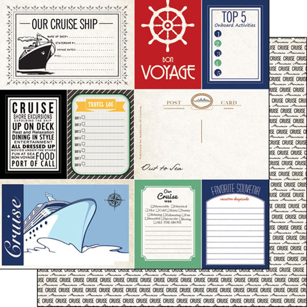CRUISE PAPER PACK 12"X12" Travel Scrapbook Papers 9 Sheets