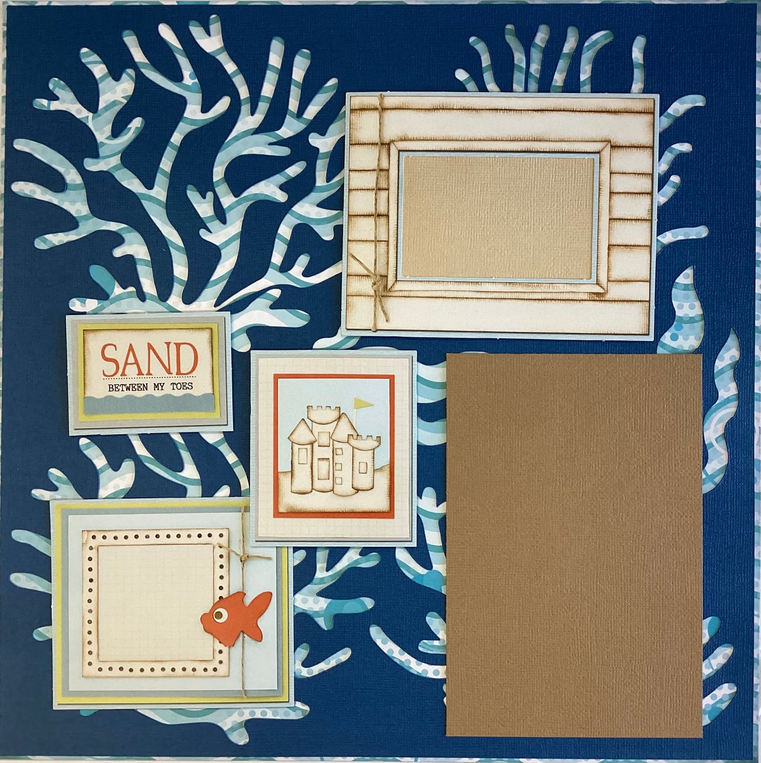 Premade CORAL BEACH 12"x12" Scrapbook Page