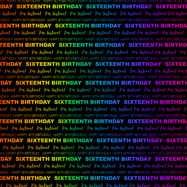 NEON 16th BIRTHDAY DS 12"X12" Scrapbook Paper