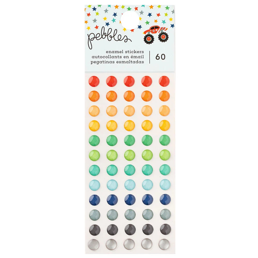 Pebbles COOL BOY Enamel Stickers 60pc