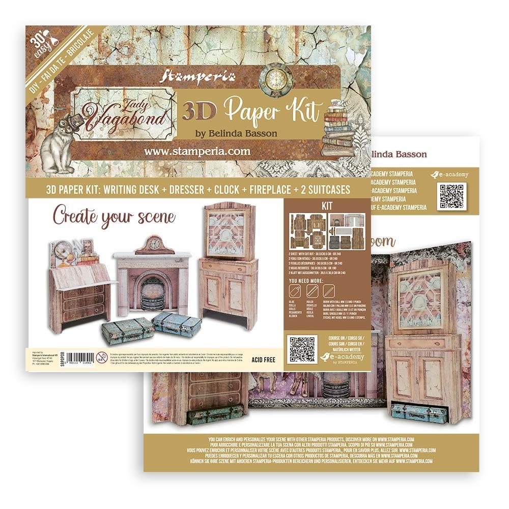 Stamperia Lady Vagabond Lifestyle MINIATURE DREAM ROOM 3D Paper Kit