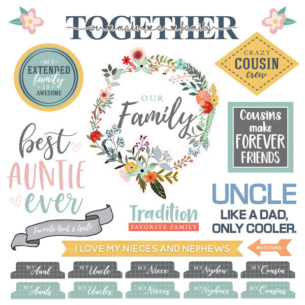 FAMILY EXTENDED 12"X12" Sticker Scrapbook Customs
