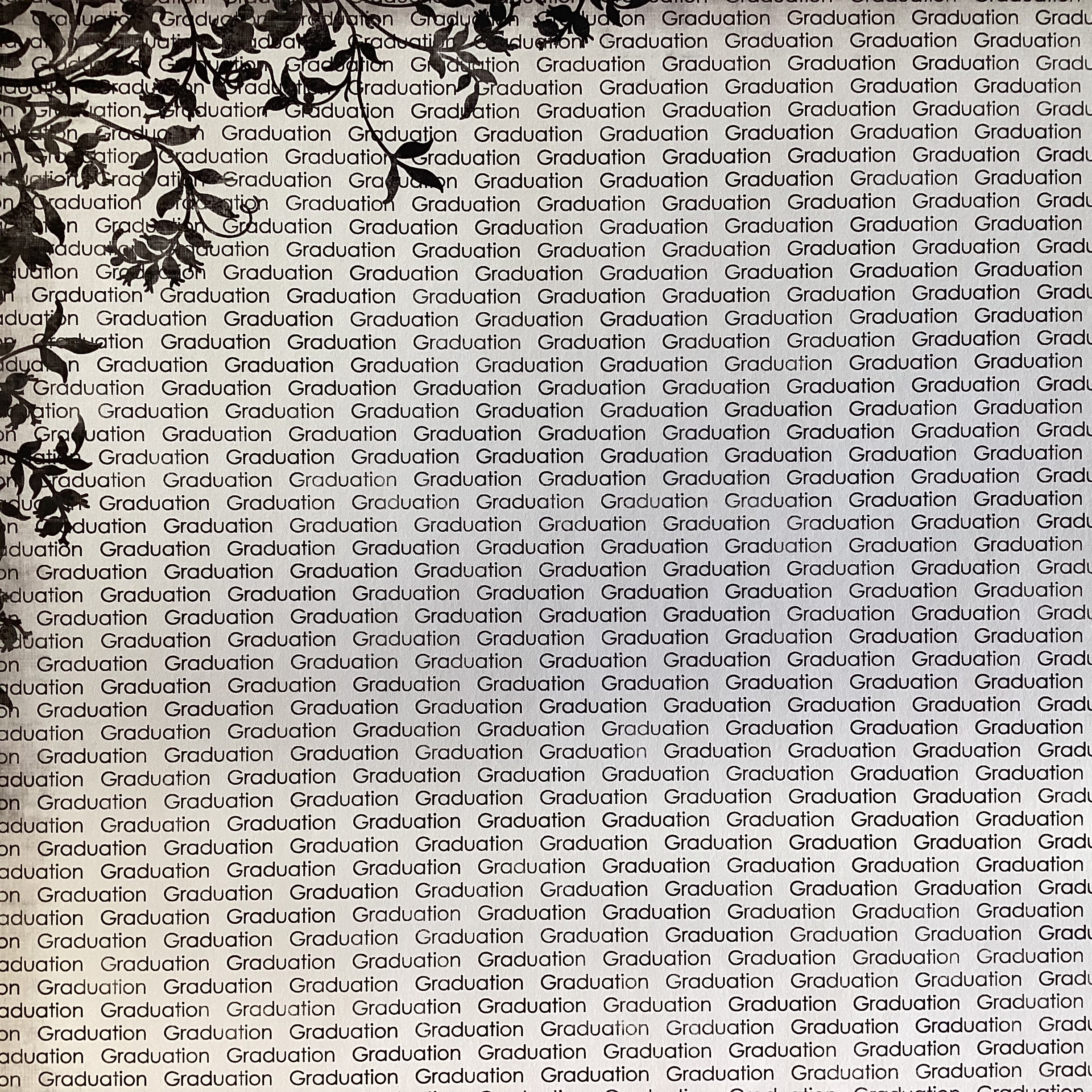 GRADUATION FLORAL LEFT BLACK School 12"X12" Scrapbook Paper