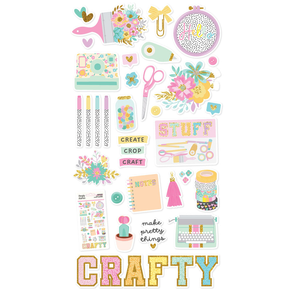 Simple Stories CRAFT THINGS Chipboard Stickers 32pc