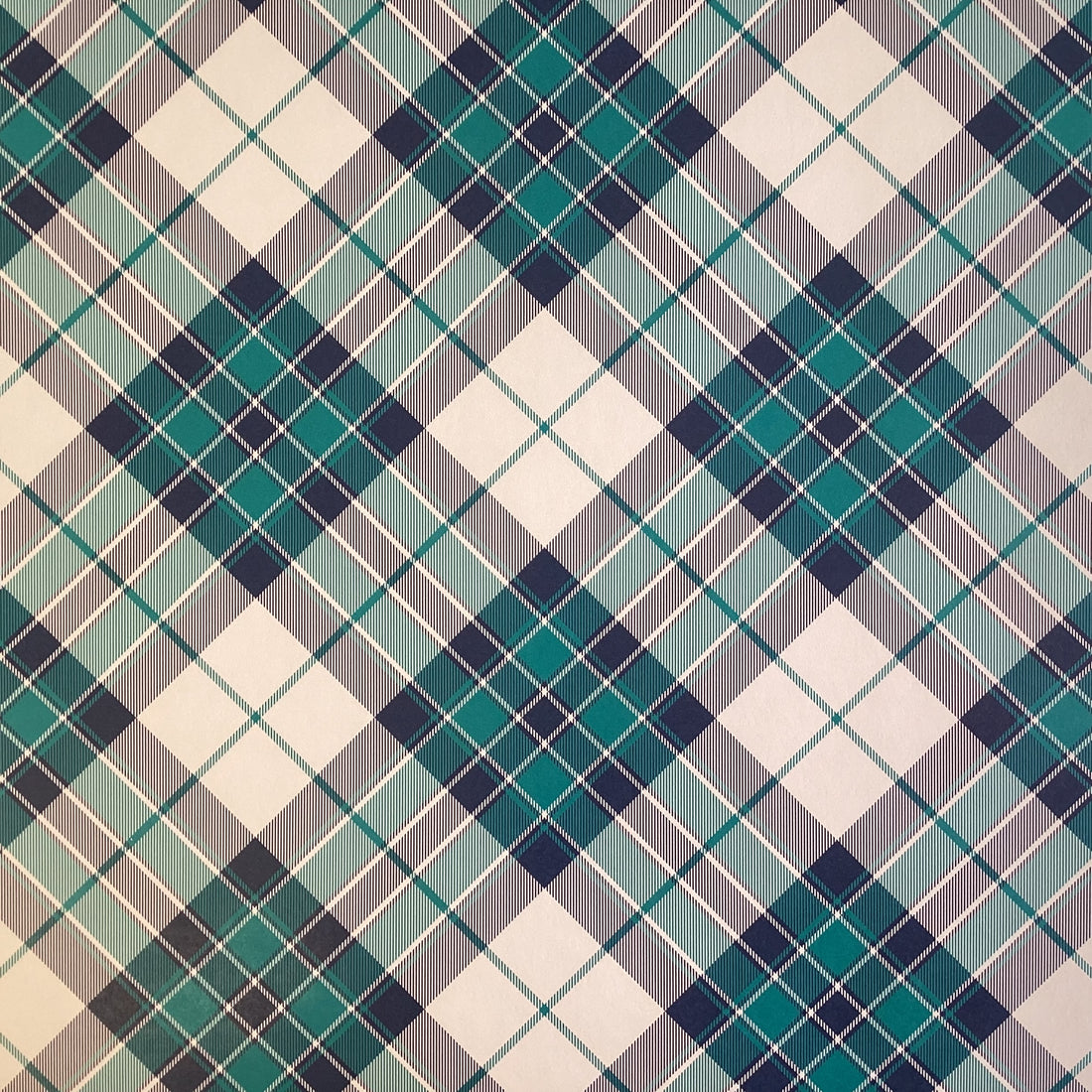 INITIAL PLAID TEAL & BLUE 12X12 Scrapbook Paper