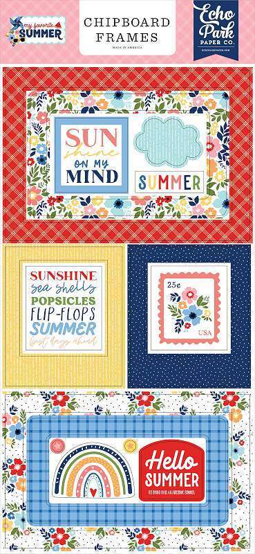 Echo Park MY FAVORITE SUMMER Chipboard Frames 15pc