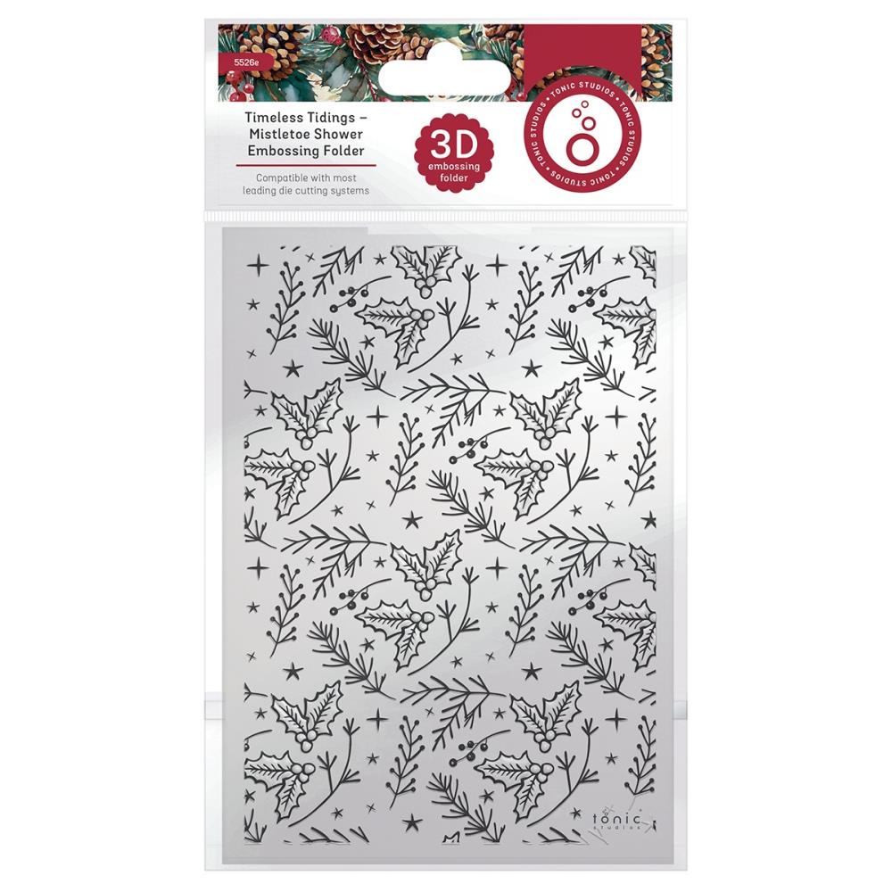 Tonic Studios Timeless Tidings MISTLETOE SHOWER 3D Embossing Folder