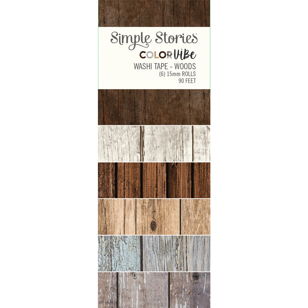 Simple Stories COLORVIBE WOODS Washi Tape 6 Rolls