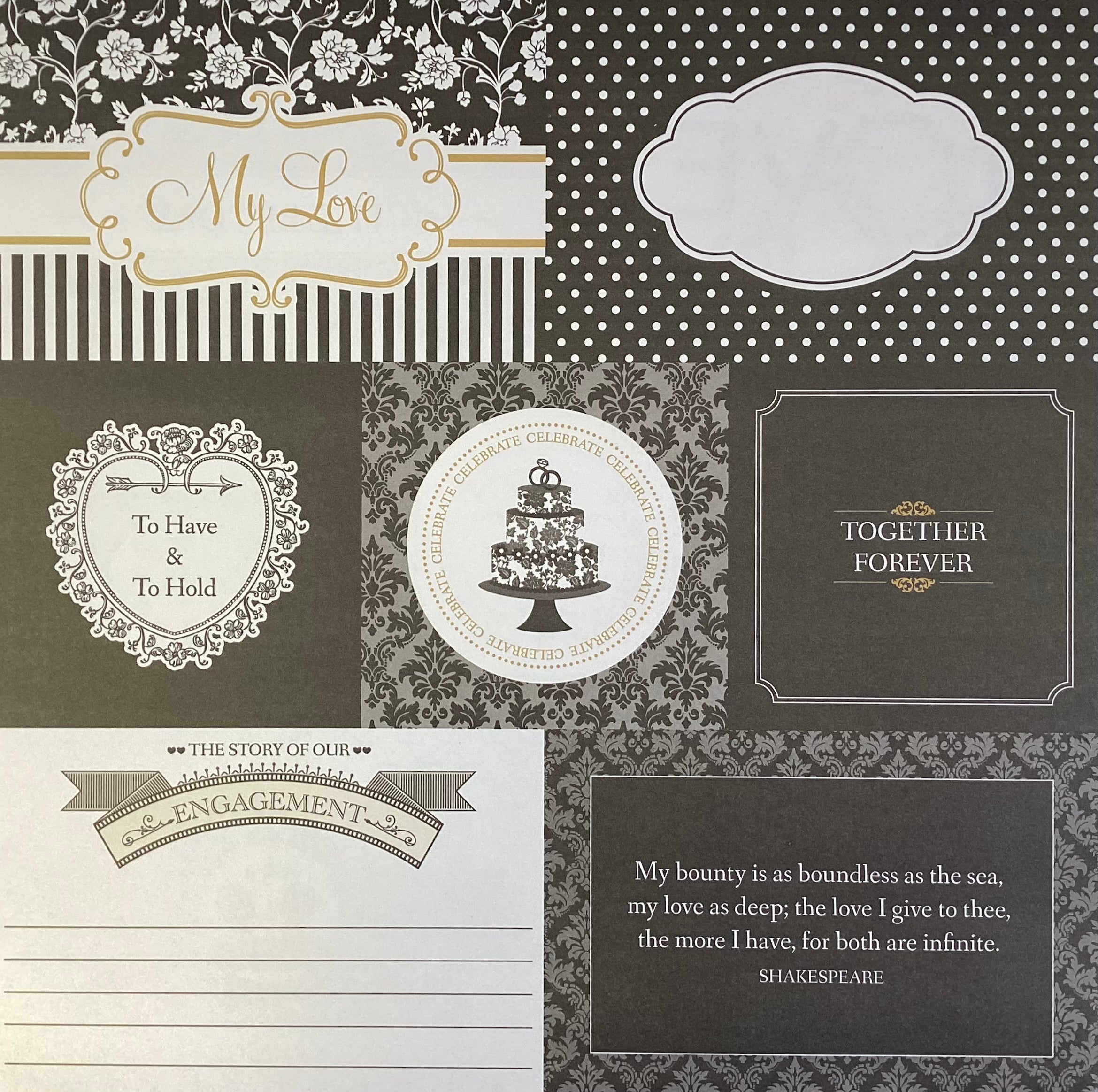 Bella! SHIMMER WEDDING 12X12 Scrapbook Paper