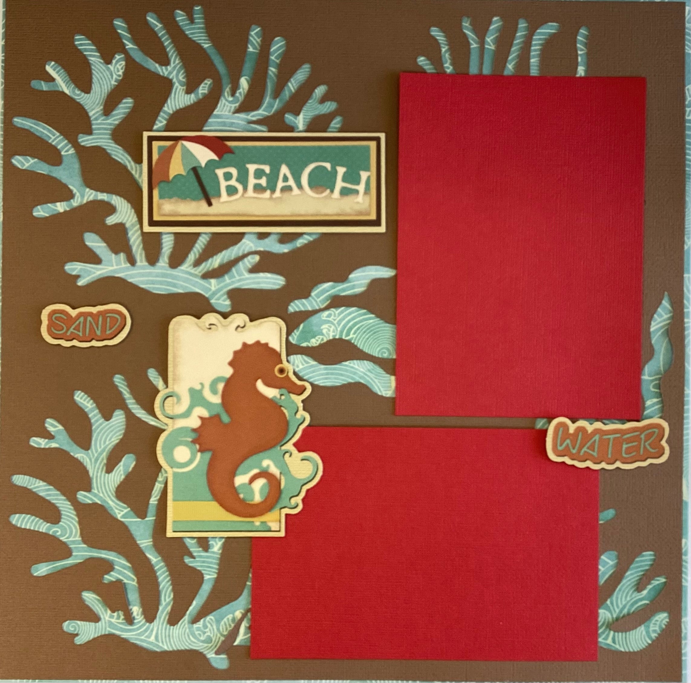 Premade CORAL BEACH 12"x12" Scrapbook Page