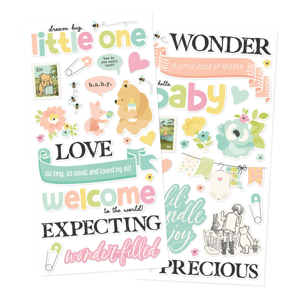 Simple Stories SAY CHEESE CLASSIC POOH BABY Foam Stickers 44pc