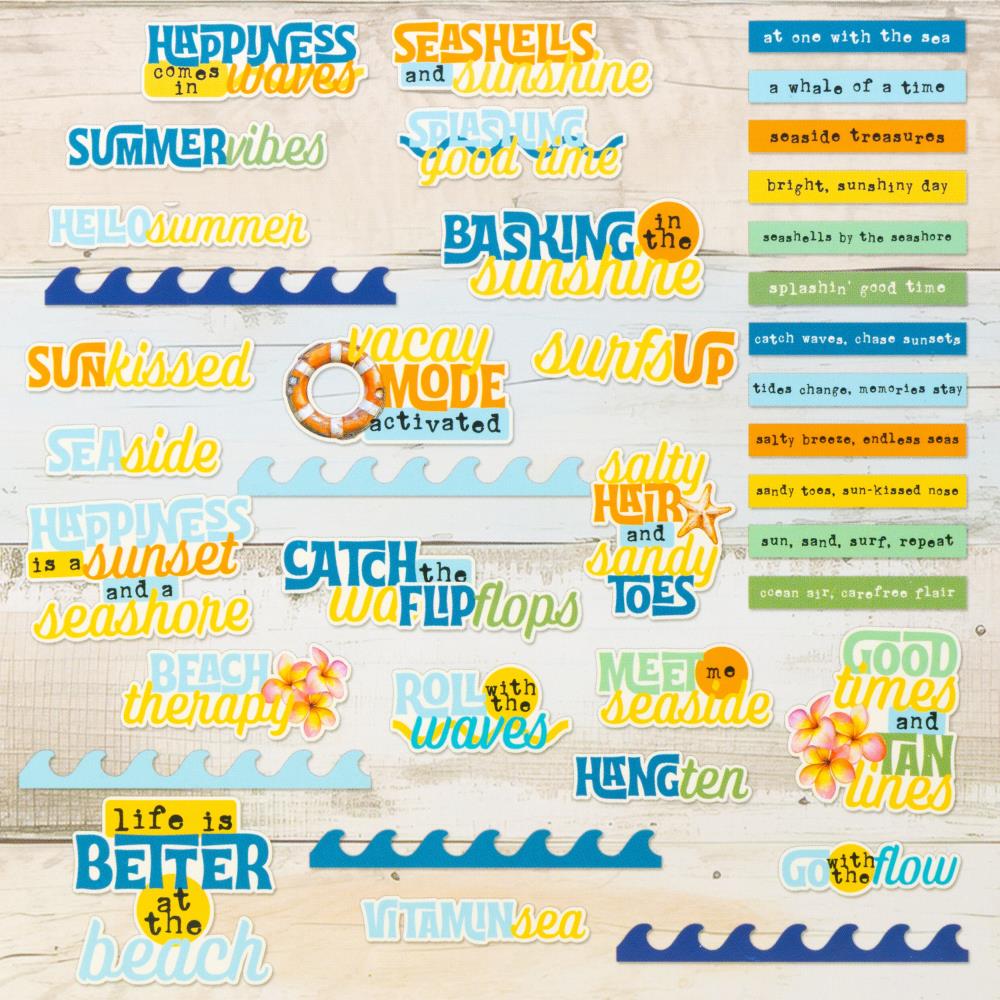 49 and Market BEACH VIBES Chipboard Words 39pc