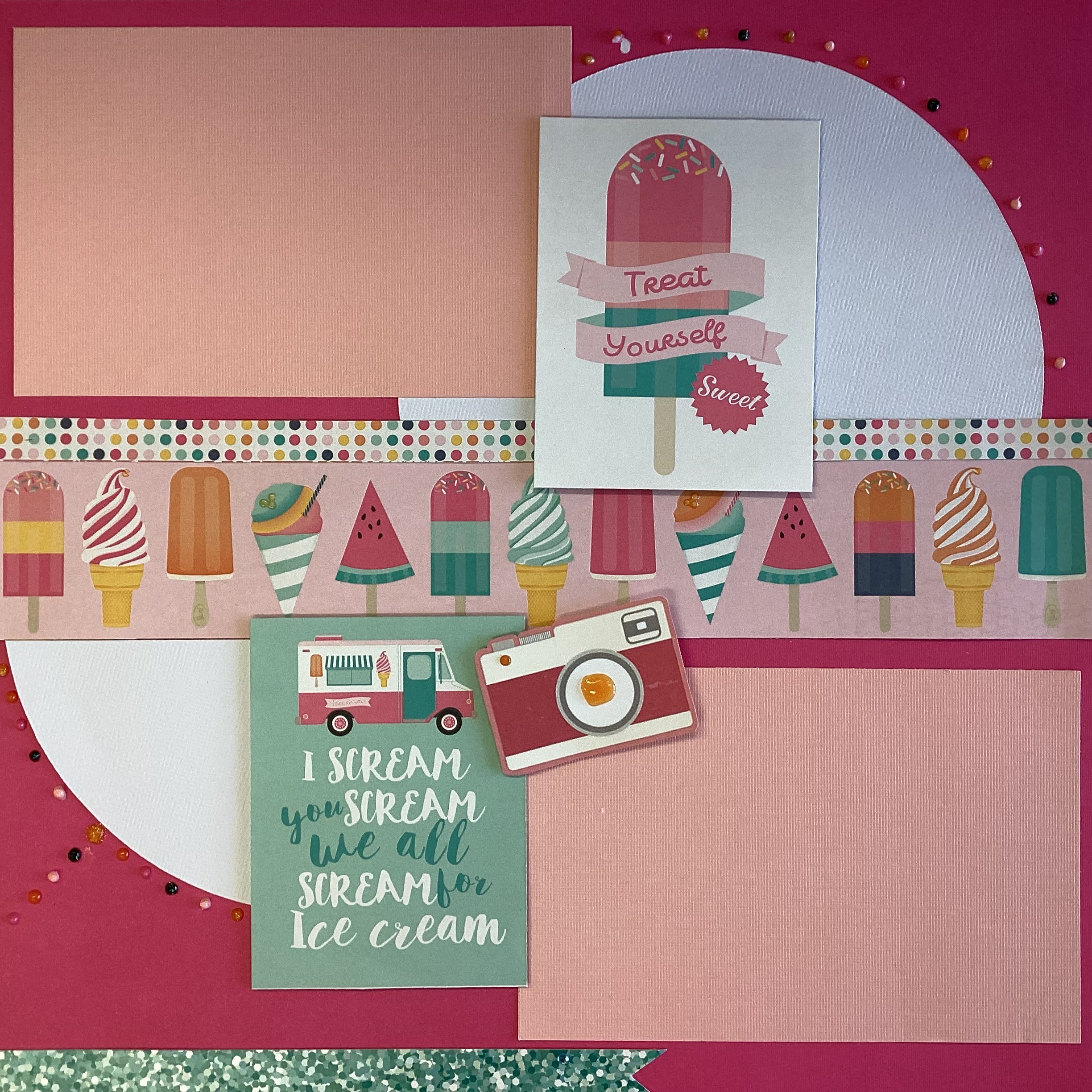 Premade TREAT YOURSELF 12"x12" Scrapbook Page