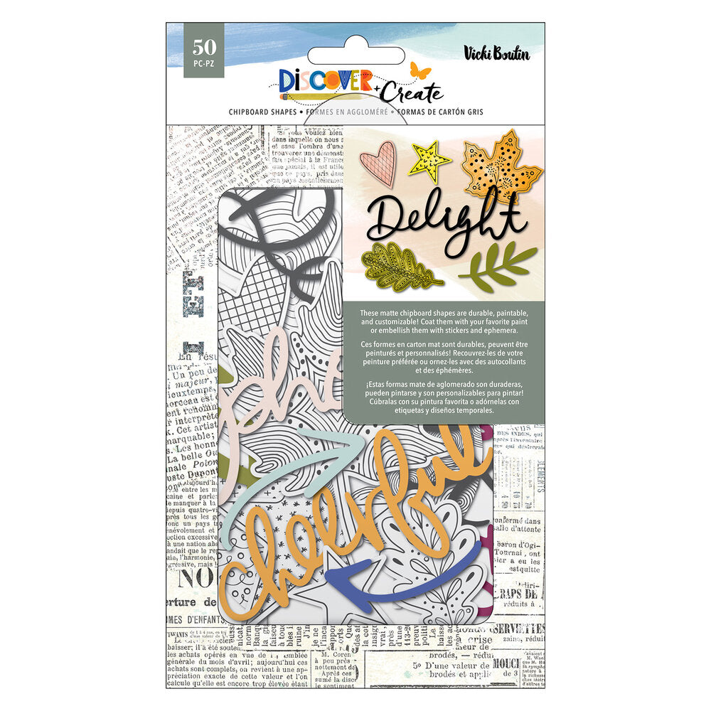 Vicki Boutin DISCOVER + CREATE Chipboard Shapes 50pc