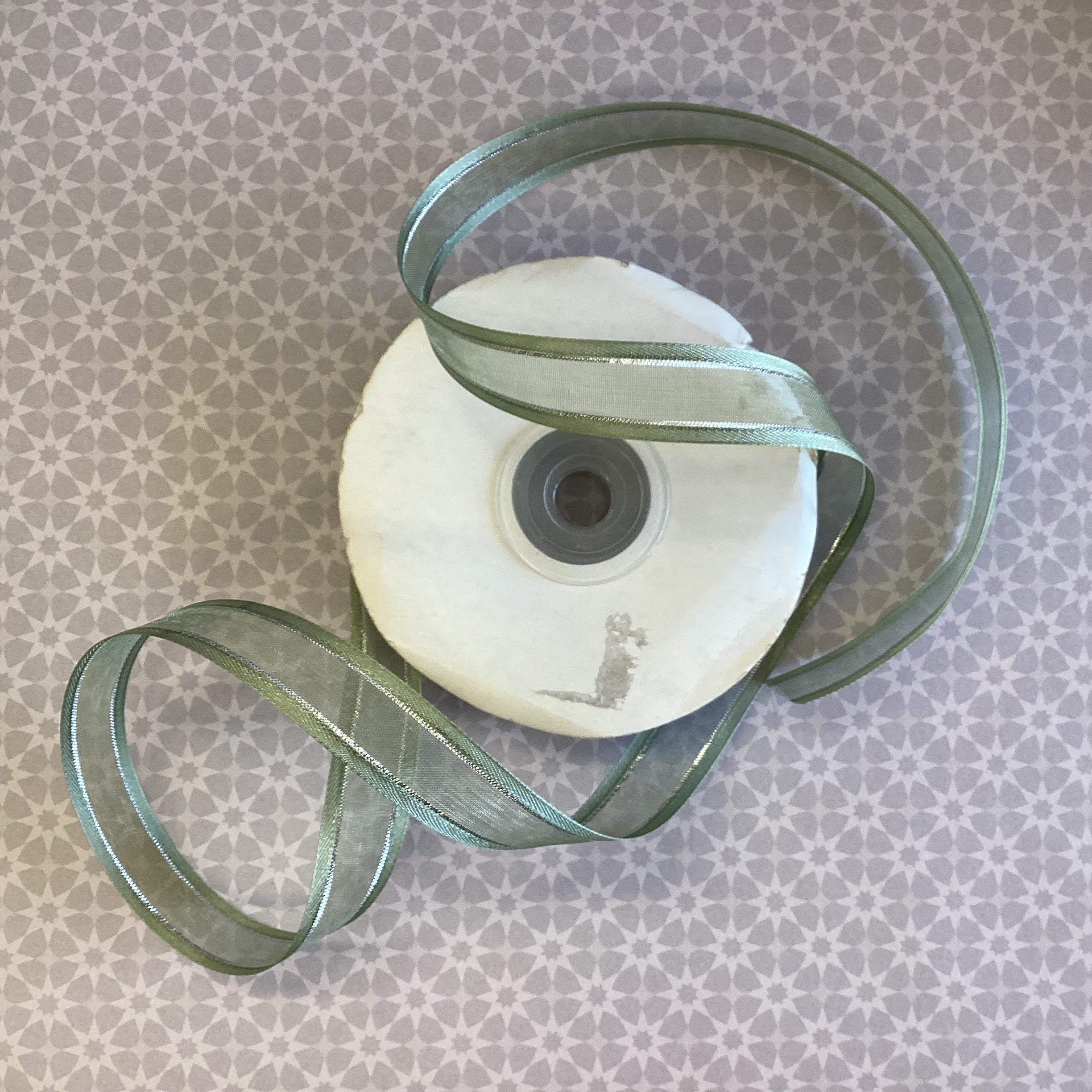 May Arts 5/8" Satin With Silver Edge Ribbon 1 yard