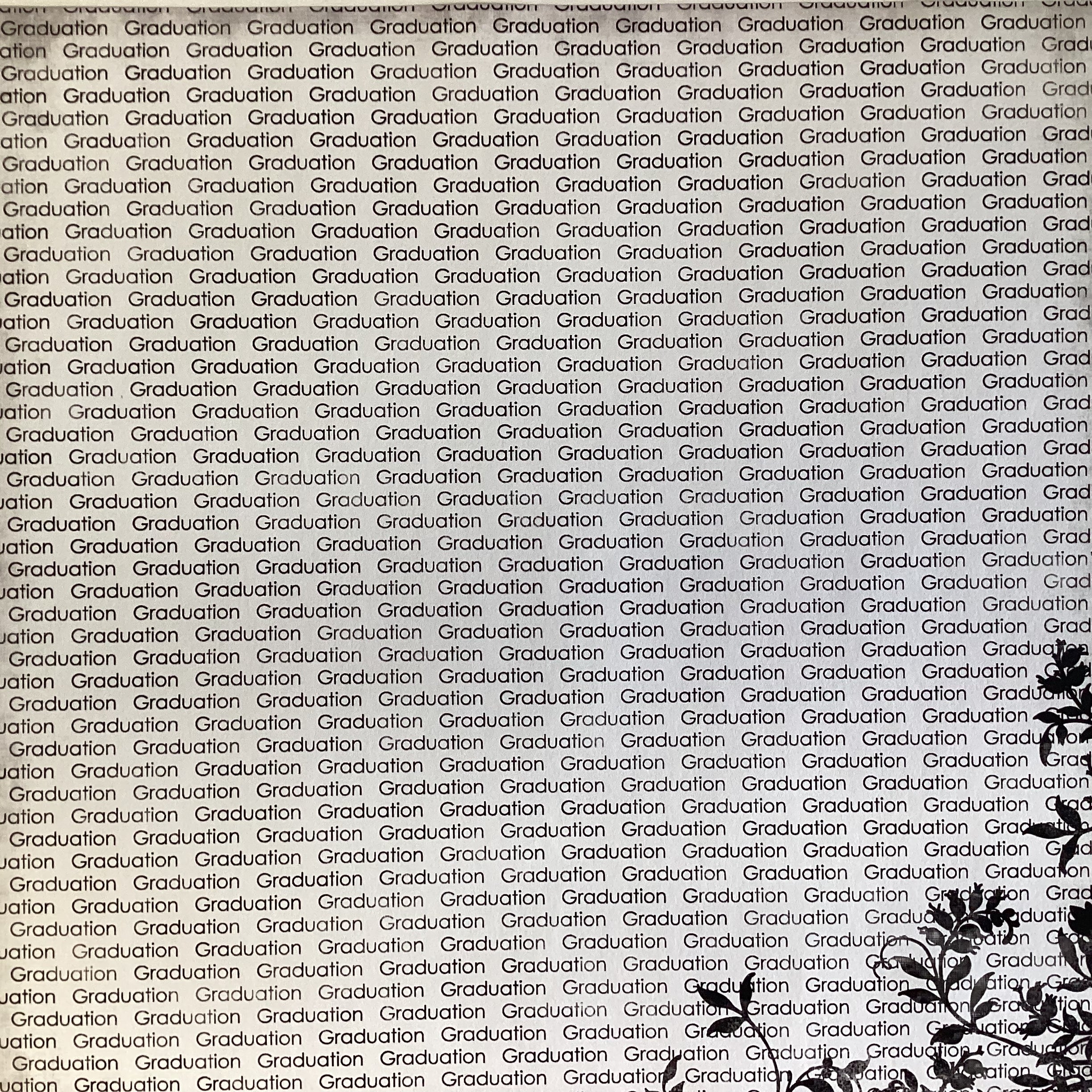 GRADUATION FLORAL RIGHT BLACK School 12"X12" Scrapbook Paper