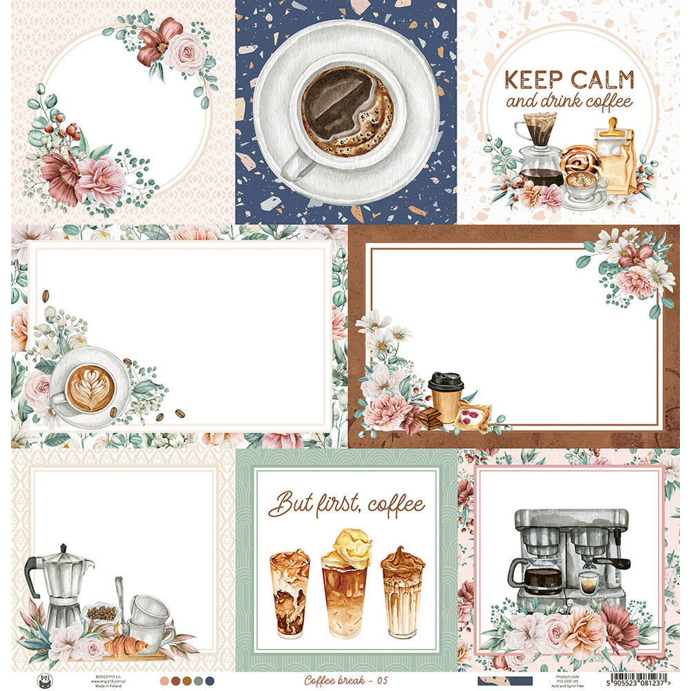 P13 COFFEE BREAK 05 12"X12" Breakfast Scrapbook Paper