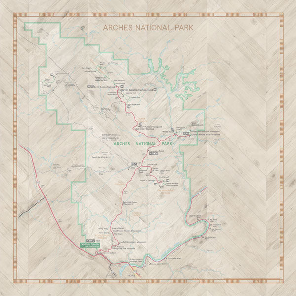 Scrapbook Customs NATIONAL PARK MAP AND WORDS 12"X12" Scrapbook Paper