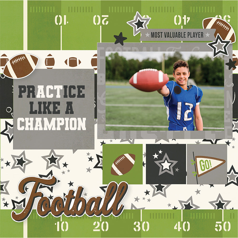 Simple Stories FOOTBALL ELEMENTS 12X12 Scrapbook Paper