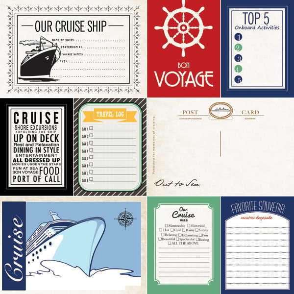 CRUISE PAPER PACK 12"X12" Travel Scrapbook Papers 9 Sheets