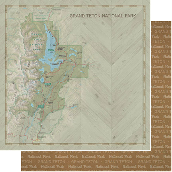 Scrapbook Customs NATIONAL PARK MAP AND WORDS 12"X12" Scrapbook Paper