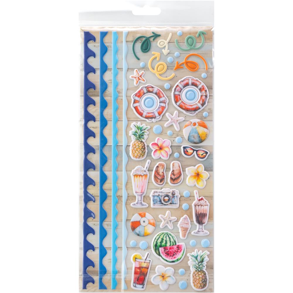 49 and Market BEACH VIBES Puffy Stickers 126 Pieces