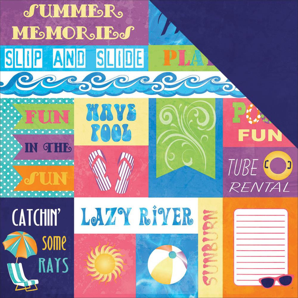 Moxxie WATER PARK 12"X12" Scrapbook Paper Pack 5 Sheets