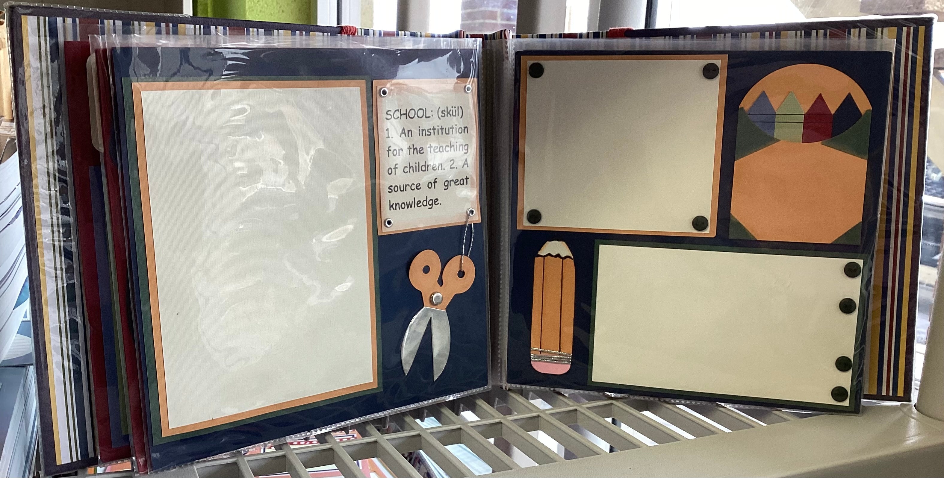 PREMADE ABC SCHOOL 8"X8” Postbound Scrapbook Album