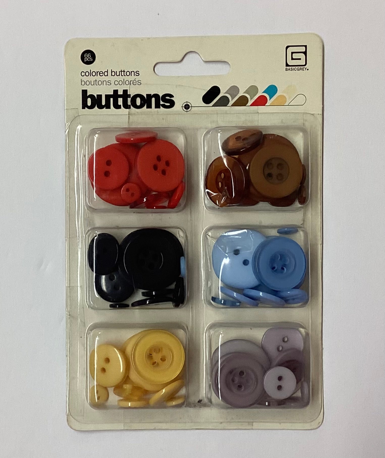 Basic Grey COLORED BUTTONS 66pc