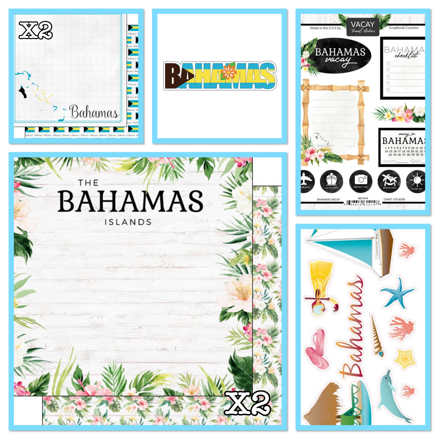 Scrapbooksrus BAHAMAS VACAY 12”X12” Scrapbook Kit