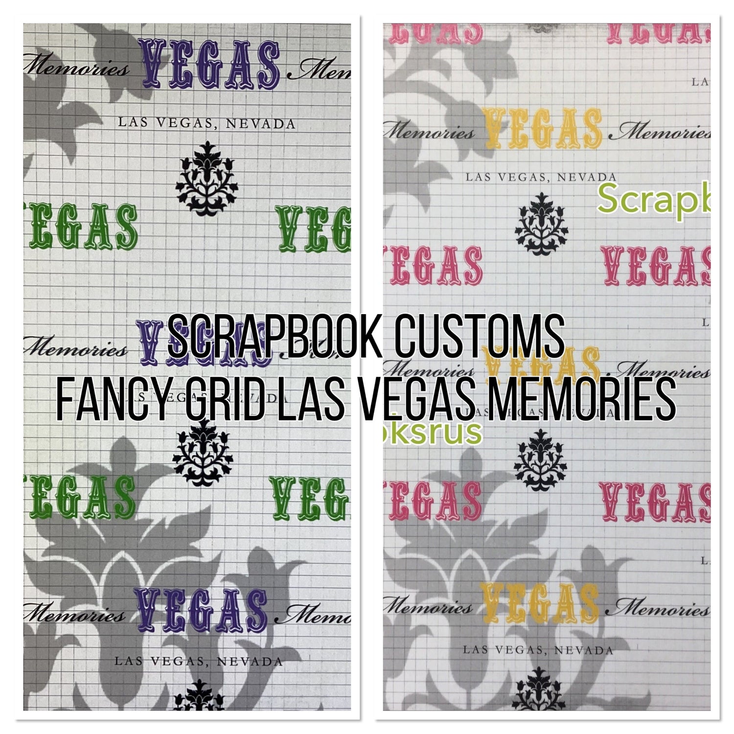 Fancy Grid LAS VEGAS MEMORIES 12"X12" Scrapbook Paper