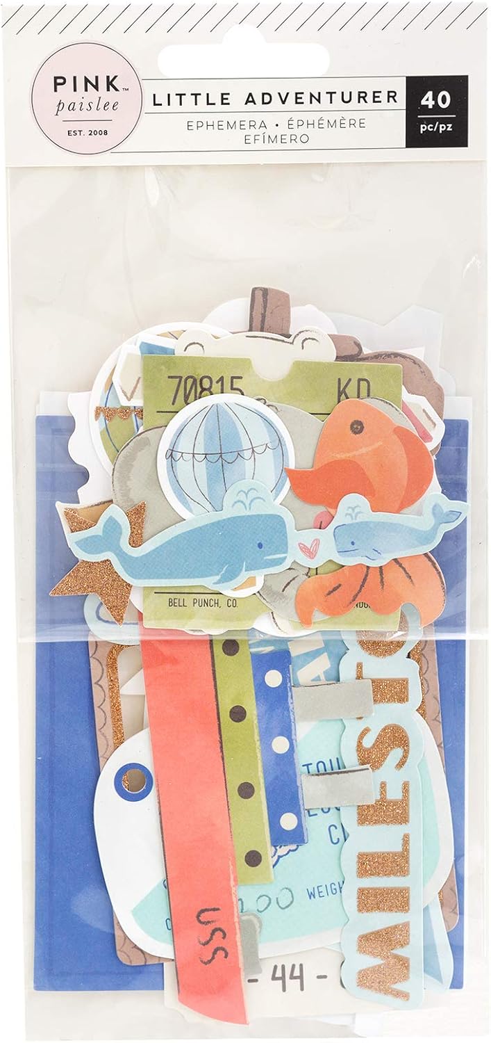 Pink Paislee LITTLE ADVENTURER Boy Ephemera 40pc