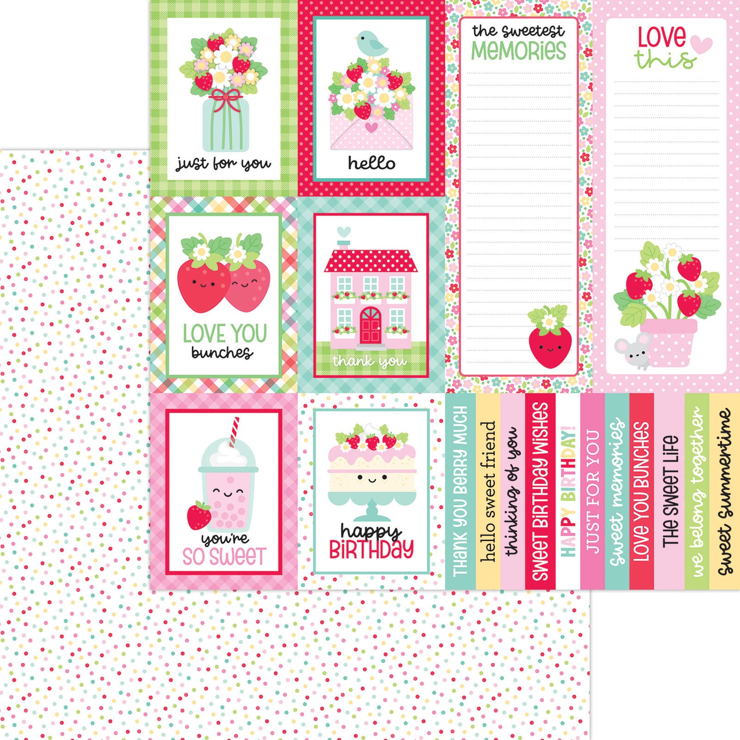 Doodlebug BERRY SWEET 12X12 Scrapbook Paper