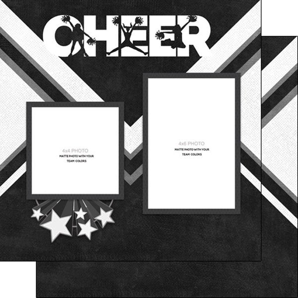 Scrapbook Customs CHEER QUICK PAGES 12"X12" Cheerleading Paper 2pc