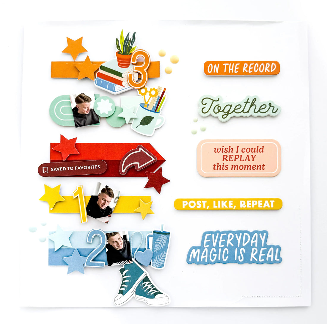 Pinkfresh Paige Evans LEGENDARY Chipboard Phrase Stickers 34pc