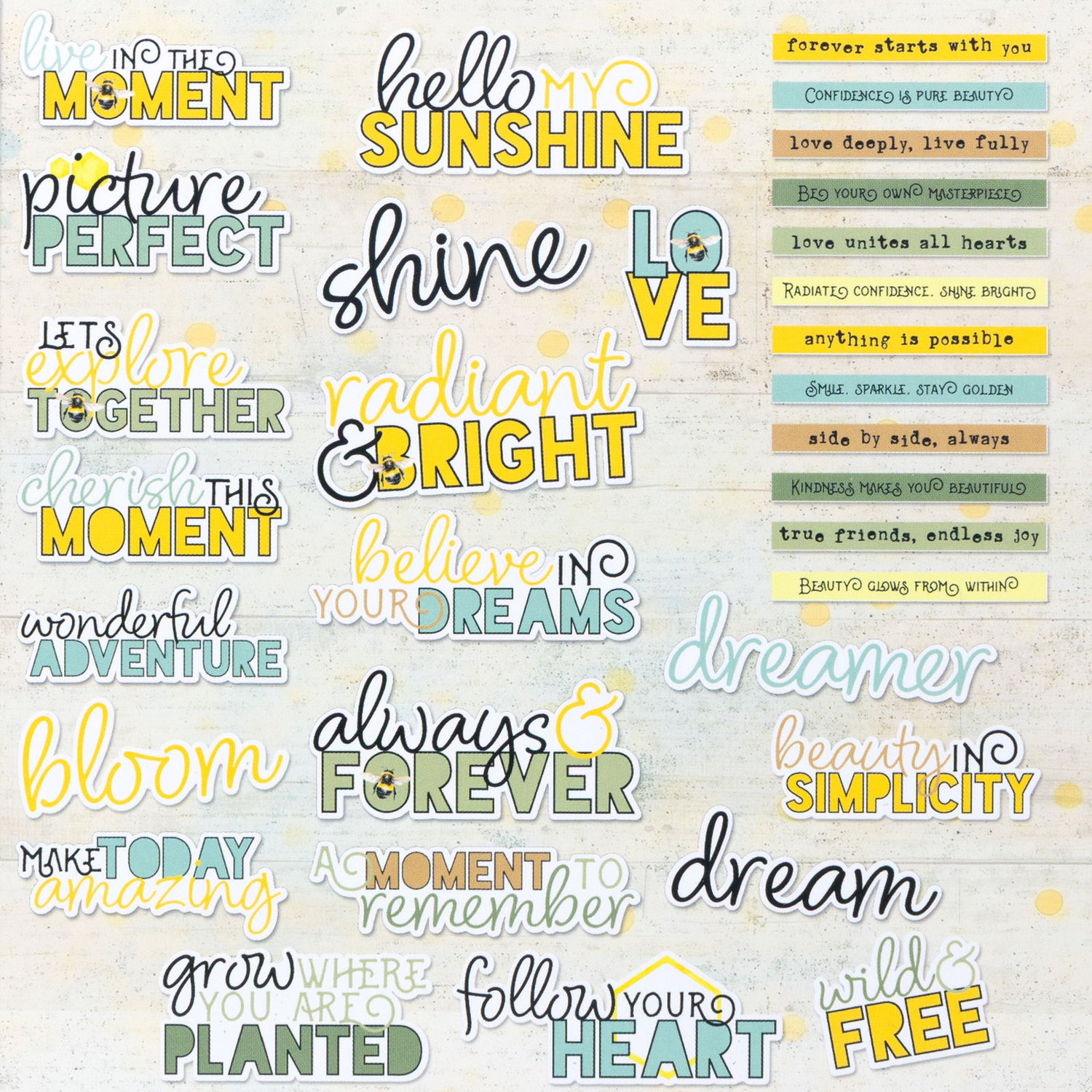 49 and Market BOTANICAL BUZZ Chipboard Words 32pc